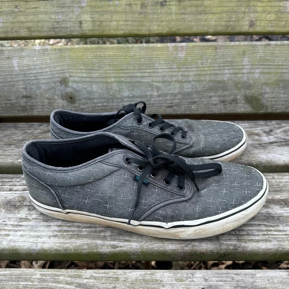 Vans Atwood Mens Sz 12 Charcoal Grey Crosshatch Pattern Low Top Skate Streetcore
